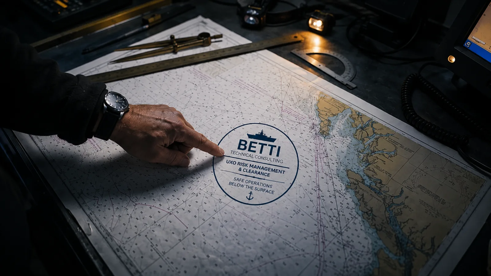 Technical chart and documentation used for UXO risk analysis and project assurance